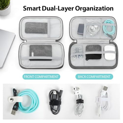 Double Layer Cable Organizer Bag, Travel Tech Pouch, Dark Gray - color: Dark Gray, size: Medium
