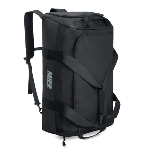 MIER Men's 60L Gym Duffle Bag Large Weekender Travel Duffel Backpack, Black - color: Black