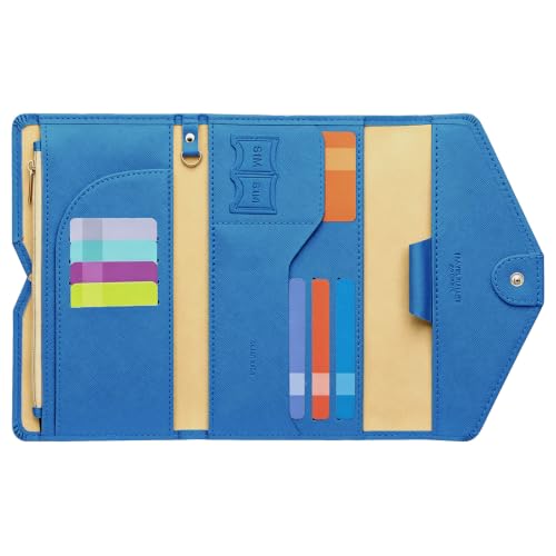 Passport Holder Travel Wallet Organizer for Women,Honolulu Blue | RFID secure, 6 card slots, 15 sim pockets, passport holder with zip-around wallet, slim fit for women travelers. - color: Honolulu Blue