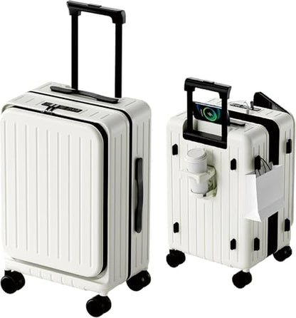20-Inch Front Opening Hardside Carry On Luggage, White - color: White, size: 20 Inch Carry-On