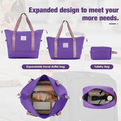 Merax Softside Luggage Set Lightweight 3 Piece Suitcase with Duffel Bag - color: Purple + bags, style: Softside Luggage(22/26/30)