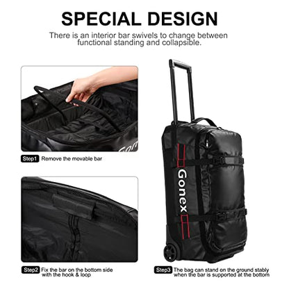 Gonex Rolling Duffle Bag with Wheels, Waterproof PVC Luggage, 25 in, Black - color: Black, size: 25 inch