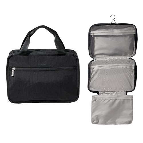 Baggallini Large Hanging Travel Toiletry Kit - Lightweight 8x11 Inch Makeup Bag - color: Black
