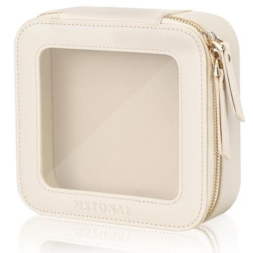 Small Clear Makeup Bag for Purse, Travel Cosmetic Case, Beige, Mini - color: Beige, size: Mini