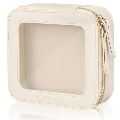Small Clear Makeup Bag for Purse, Travel Cosmetic Case, Beige, Mini - color: Beige, size: Mini