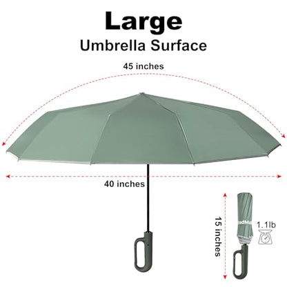TradMall Travel Umbrella Windproof with Reflective Stripe - color: Dark Green