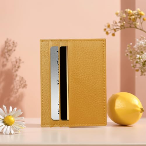 M-Plateau Super Slim Genuine Leather Credit Card Wallet - color: Yellow