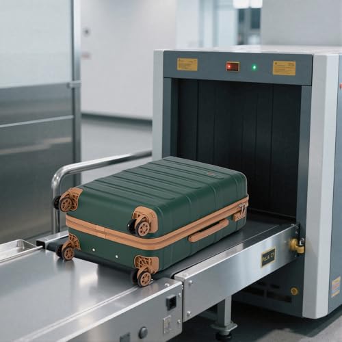 Cobens Luggage Sets 5 Piece, Suitcase with Wheels, 20/24/28inch, DarkGreen - color: DarkGreen
