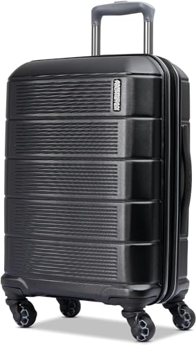 American Tourister Stratum 2.0 Expandable Hardside Luggage with Spinner Wheels, Jet Black, Carry-on - color: Jet Black, size: 20-Inch Carry-On