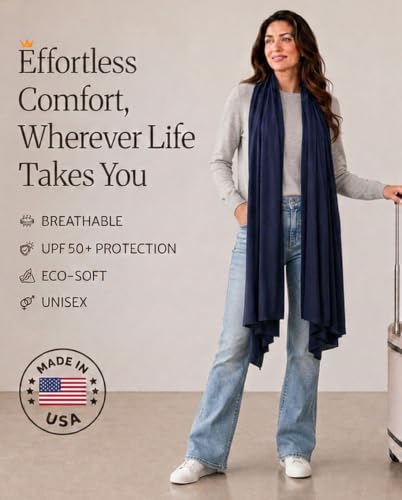 Happyluxe Pashmina Shawl Wraps for Women | USA Made Travel Scarf for Women - color: Navy Blue