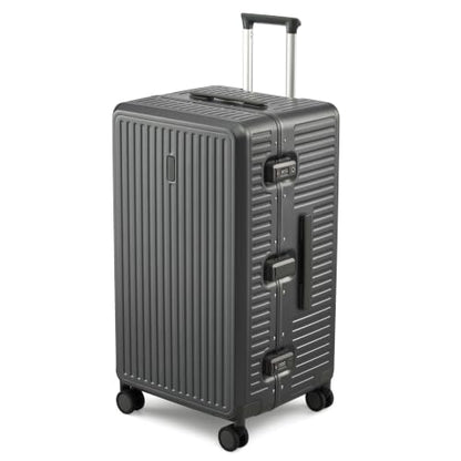 MILADA 28'' Hardshell Checked Suitcase, Trunk Zipperless Aluminum Luggage - color: Rock Gray, size: Trunk 28 Inch