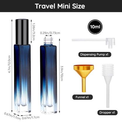 Segbeauty Travel Perfume Bottle, 5 Pack of 10ML Empty Refillable Glass Atomizer, Portable Cologne Dispenser Spray Bottle Travel Size Sample Bottles Sprayer Making Kit Gradient Blue - color: Gradient Blue