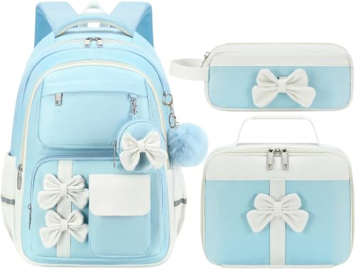 Hey Yoo Back to School Backpack for Girls Backpack with Lunch Box Kids Backpack for School Backpacks for Girls Teens Bookbag (Blue) - color: Blue