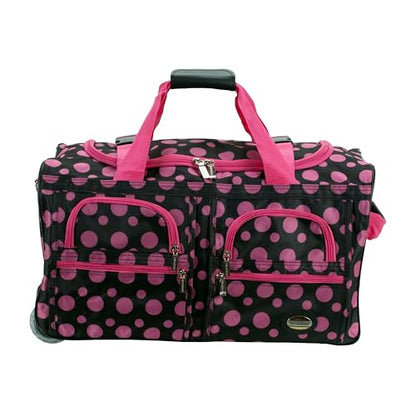 Rockland Rolling Duffel Bag, Black, 22" - color: Black Pink Dot, size: 22"