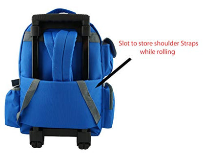 K-Cliffs Heavy Duty Rolling Backpack School Bookbag with Wheels Deluxe Wheeled Daypack - color: Red
