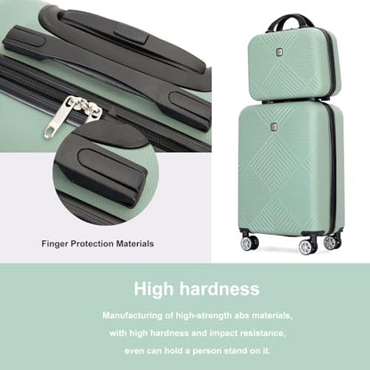Tripcomp Carry-on Luggage Set 2 Piece Hardside Suitcase With Spinner Wheels - color: Olive Green-2, size: 2 Piece Set(14/20)