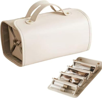 Expandable Makeup Bag Women Waterproof Cosmetic Travel Organizer - color: White