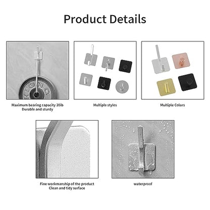 Paoli Heavy Duty Adhesive Wall Hooks, 30 lb Max Load Waterproof Hooks for Bathroom Towels Coats Bags, No Drill Damage-Free for Renters Apartment Dorm, Matte Silver, 4 Pack - color: Silver