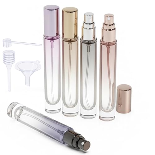 10ml 5Pack Round Glass Perfume Refillable Atomizer For Travel and Sample Container, Mini Empty Cologne Spray Bottles (Mixed) - color: Mixed