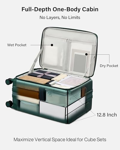 Hanke Expandable Medium Checked Luggage, 24 Inch Top Opening Suitcase - color: Blackish Green, size: 24 Inch EXT