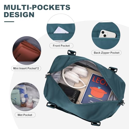 Travel Duffel Bags for Women,Carry-On Weekender Overnight Bag - color: Peacock Blue, size: Extra Large