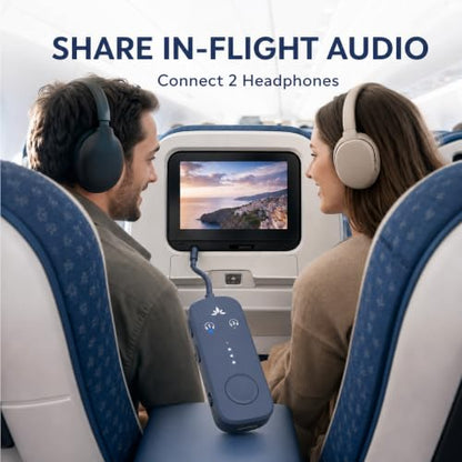 Avantree Relay - Airplane Bluetooth Adapter for 2 AirPods or Headphones - color: 3-Midnight Blue