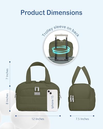 TOPDesign Travel Toiletry Bag, Puffer Makeup Organizer with Compartments - color: Dark Green