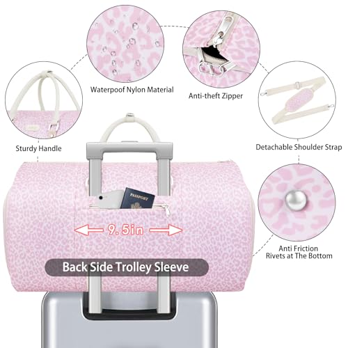Garment Bag for Travel Convertible Carry on Travel Duffel Bag for Men Women - color: A06-Pink