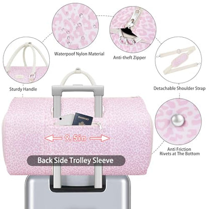 Garment Bag for Travel Convertible Carry on Travel Duffel Bag for Men Women - color: A06-Pink