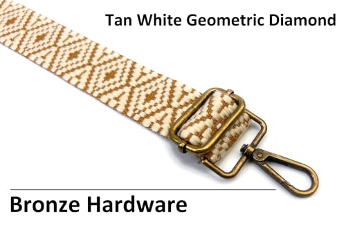 Purse Strap Replacement for Crossbody Bags & Handbags - color: Tan White Geometric Diamond, size: 2 Inch Wide