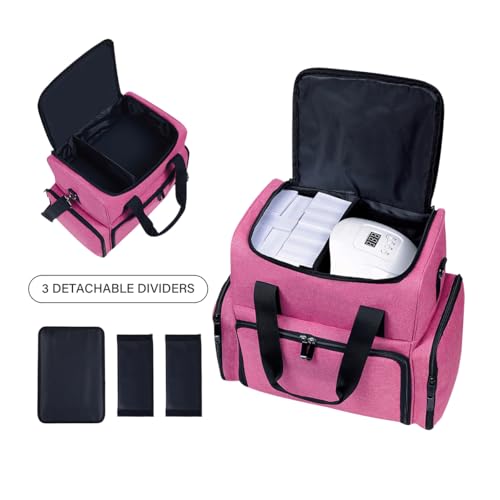 Large Makeup Bag with 3 Removable Case and 2 Removable Dividers,Red - color: Rose Red