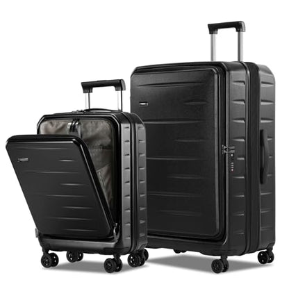 CENSIEN Expandable Luggage Sets, 20 Inch Carry On Luggage 28 Inch Suitcases - color: Black, size: 20/28 Inch EXT