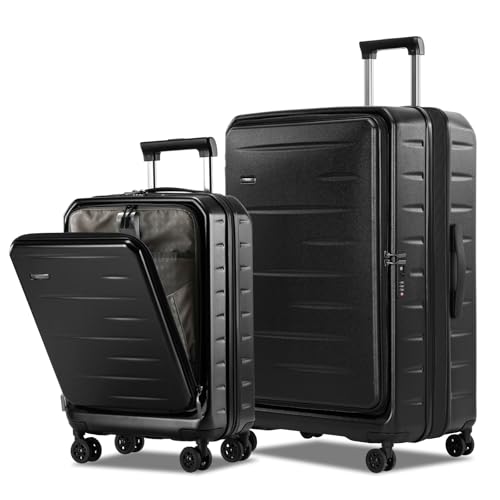 CENSIEN Expandable Luggage Sets, 20 Inch Carry On Luggage 28 Inch Suitcases - color: Black, size: 20/28 Inch EXT