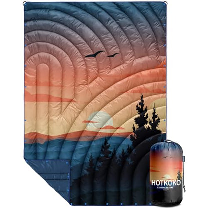 Puffy Camping Blanket,Large Camp Blanket Outdoor Camping Quilt Waterproof - color: Sky Birds, size: 52x75"