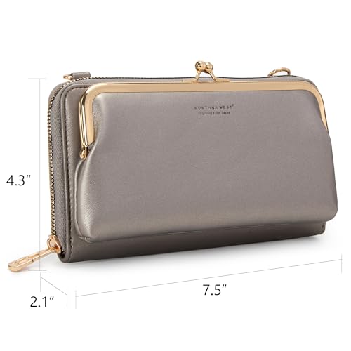 Montana West Crossbody Cell Phone Purse for Women RFID Blocking Cellphone Wallet - color: Wallet Sliver