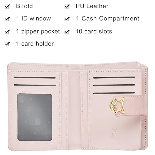 FOXLOVER Small Wallet for Women RFID Blocking Bifold Slim Credit Card Case - color: 03-pink