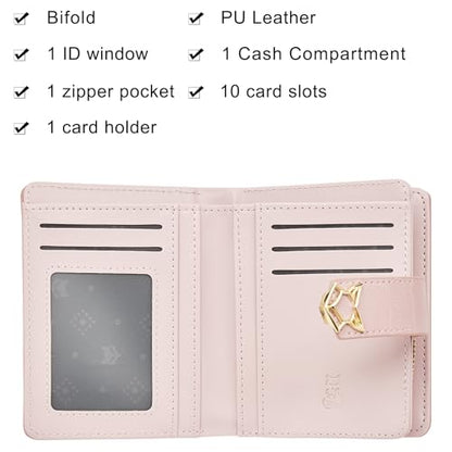 FOXLOVER Small Wallet for Women RFID Blocking Bifold Slim Credit Card Case - color: 03-pink