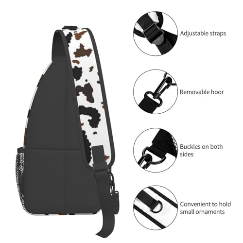 Sling Bag Brown Black Cow Print Sling Backpack Hiking Daypack Crossbody Shoulder Backpack Travel Chest Pack For Men Women - color: Brown Black Cow Print