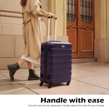 Coolife Luggage Set, Lightweight Durable Hardshell, 3 piece, Purple - color: Purple