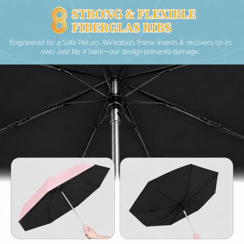 Automatic Umbrella for Rain, Windproof, Portable Travel Umbrella - color: S-Pink