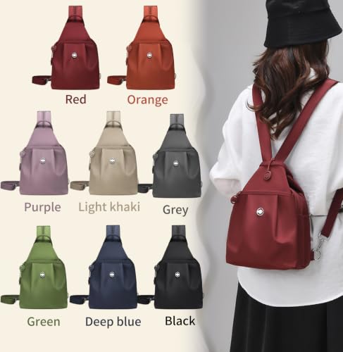3 in 1 Anti Theft Travel Tote Bag, Convertible Capacity Backpack Purse, Lightweight Sling Bag for Women's Commute & Outdoor (Red) - color: Red
