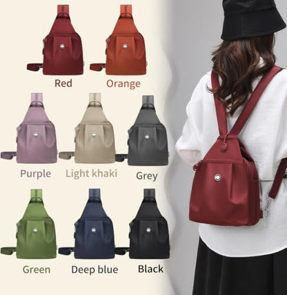 3 in 1 Anti Theft Travel Tote Bag, Convertible Capacity Backpack Purse, Lightweight Sling Bag for Women's Commute & Outdoor (Red) - color: Red