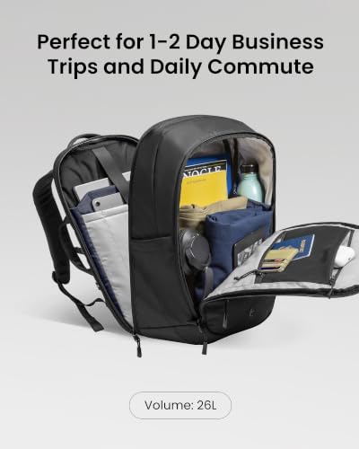 tomtoc Laptop Backpack 26L, Large Work Bag Fits 15.6-16 Inch Laptop - color: Black, size: 26L
