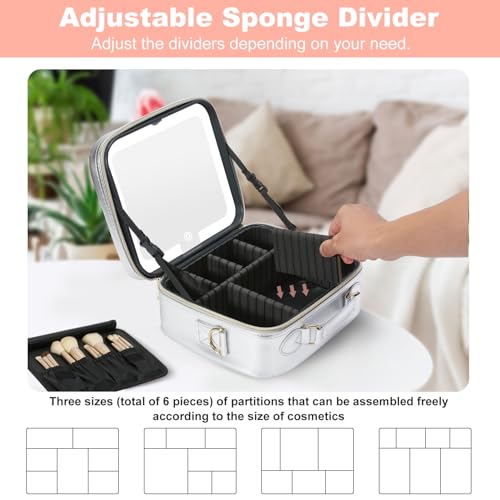 Mocado Travel Makeup Bag with Mirror Makeup Case with 10x Magnifying Mirror - color: Silver