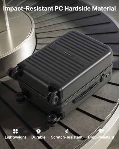 LONG VACATION Luggage Sets, 3 Piece, 20 Inch Carry On Hardshell Suitcase - color: Black, size: 3 Piece Set (20in/BP/TB)