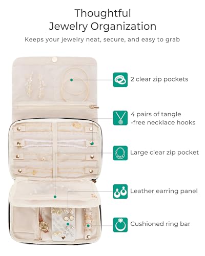 Marscamd Travel Jewelry Organizer Case, Foldable Jewelry Bag, Black - color: Black