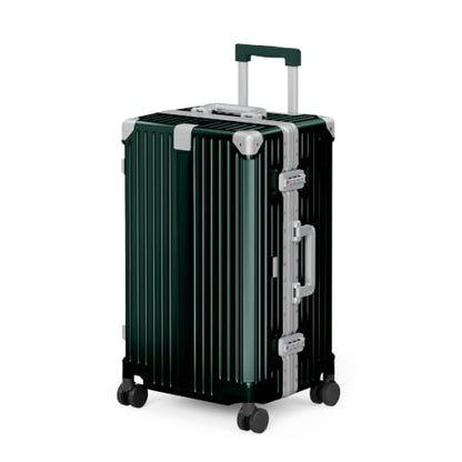 ALPHA CAMP Trunk Luggage 24 Inch with Aluminum Frame Zipperless Suitcase - color: Green, size: 24 Inch