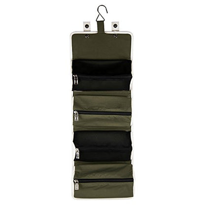 Lencca Stowaway Premium Utility Organizer Bag | Compact Travel Roll-Up Pouch with Detachab – Hanging Toiletry Travel Organizer with 4 Removable Pouches, Water-Resistant - color: Gem