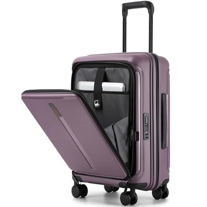 20-Inch Hardside Carry On Luggage Laptop Compartment, Expendable Suitcase - color: Purple