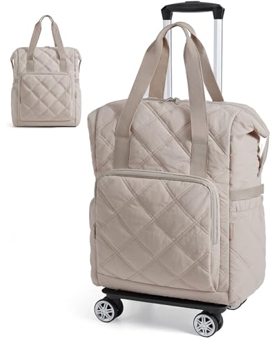 BAGSMART 35L Rolling Duffle Bag with Wheels, Detachable Wheels - color: Camel